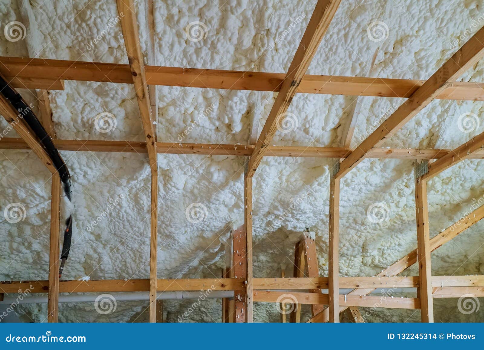 Insulation Of Attic With Foam Polyurea Insulation Cold Barrier And
