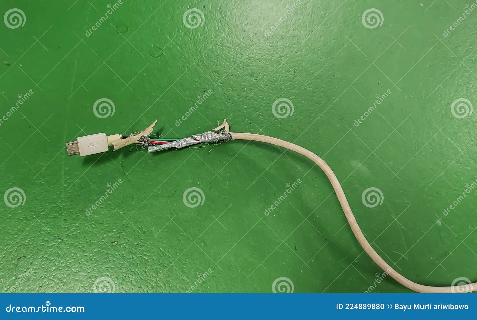 The Insulation Broken of USB Connector Stock Photo Image of green