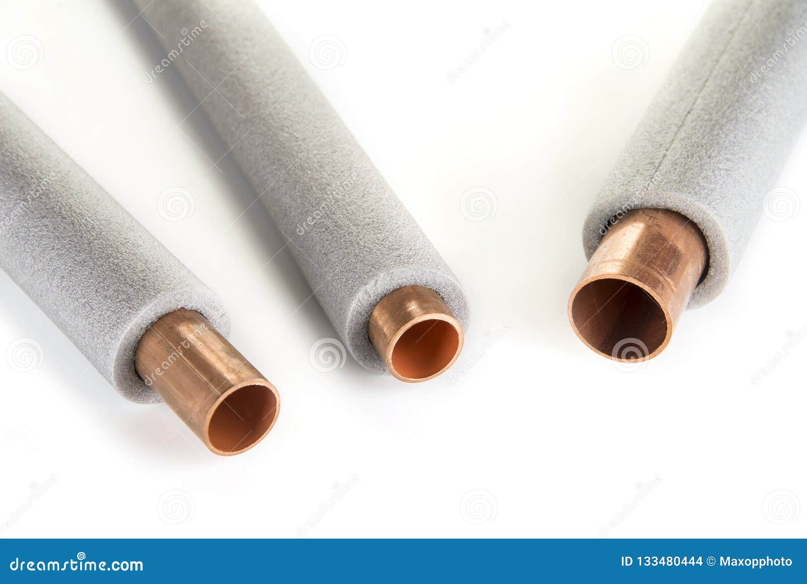 Insulation for Heating Pipes on a White Background. Stock Photo Image