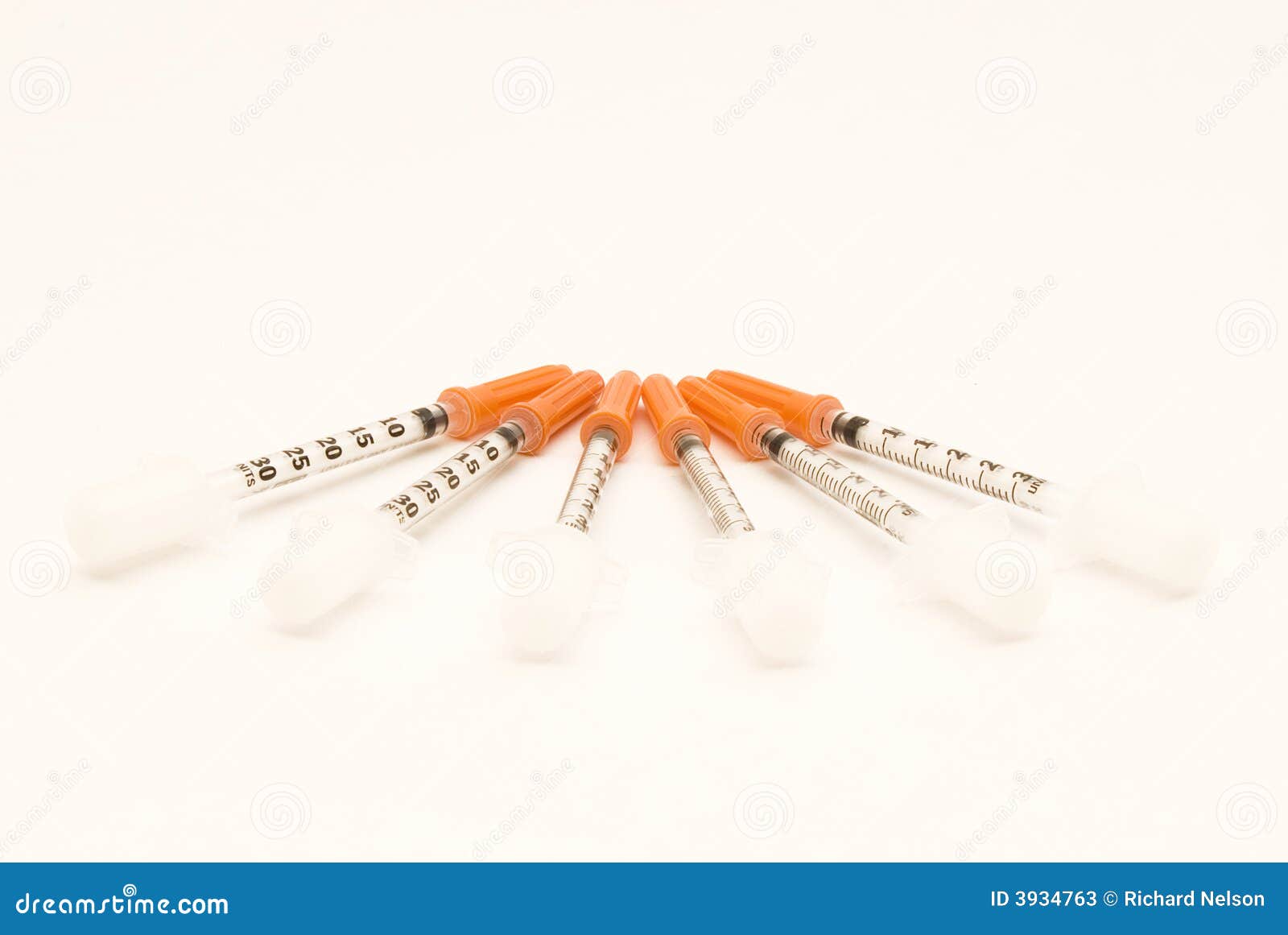 Pile Insulin Needles Orange Caps Stock Photo 2239876679