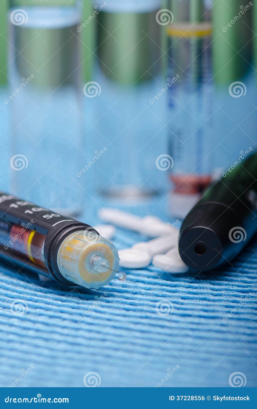Insulin Pen, Vials and Pills Stock Photo Image of chronic, needle