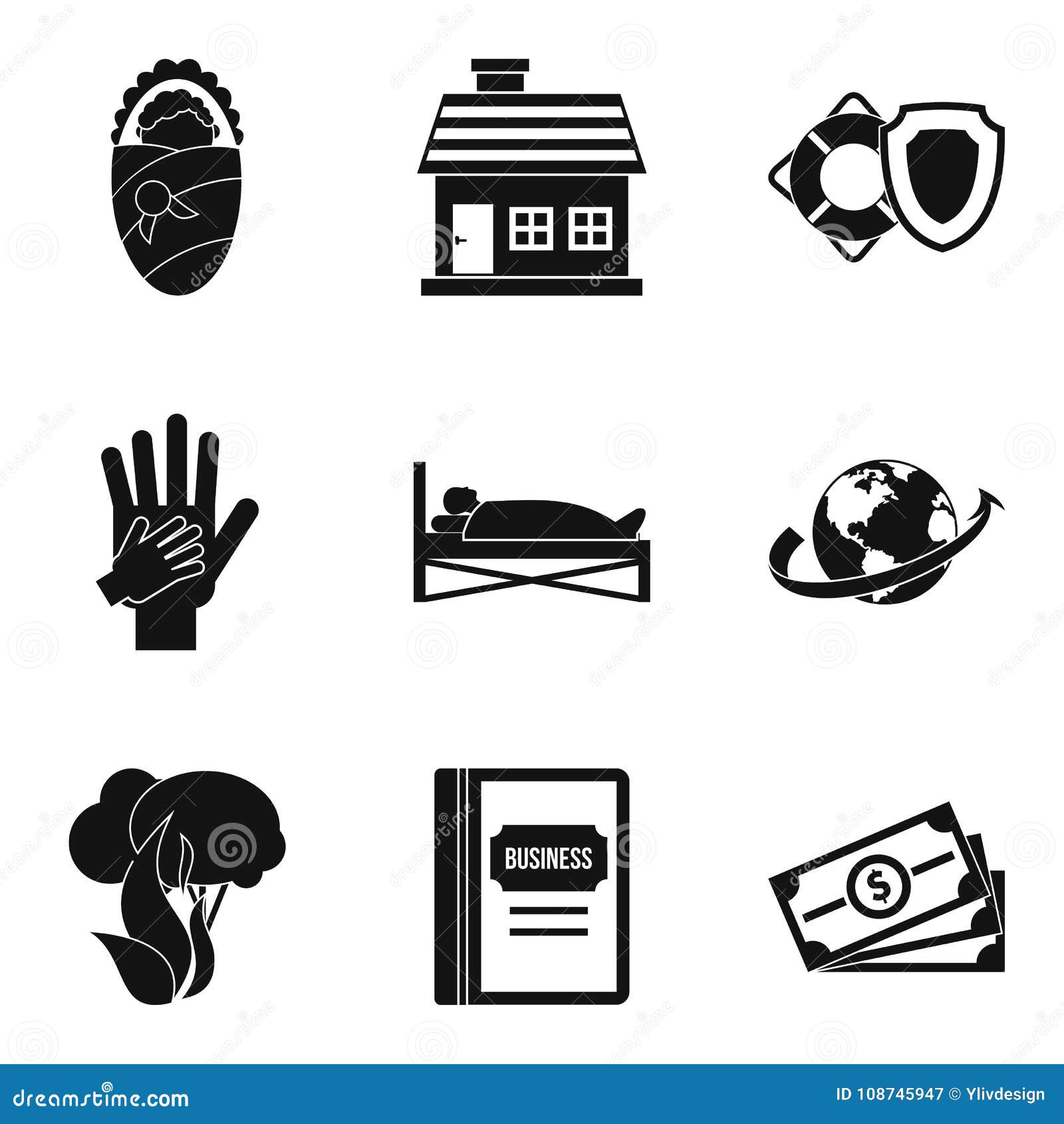 Insurance Business Icons Set, Simple Style Stock Vector - Illustration ...
