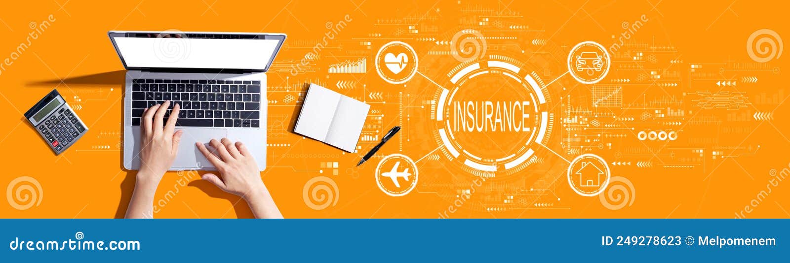 Insurance Concept with Person Using a Laptop Stock Image Image of 