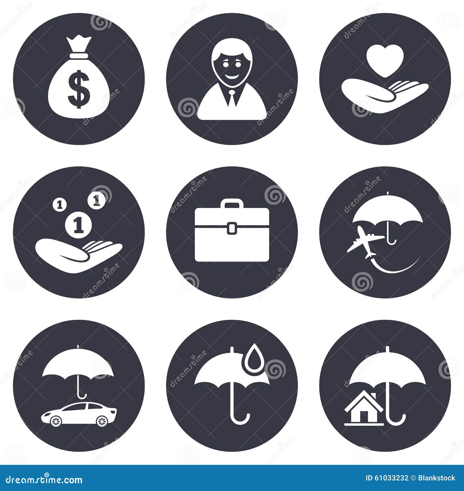 insurance icons. life, real estate and house