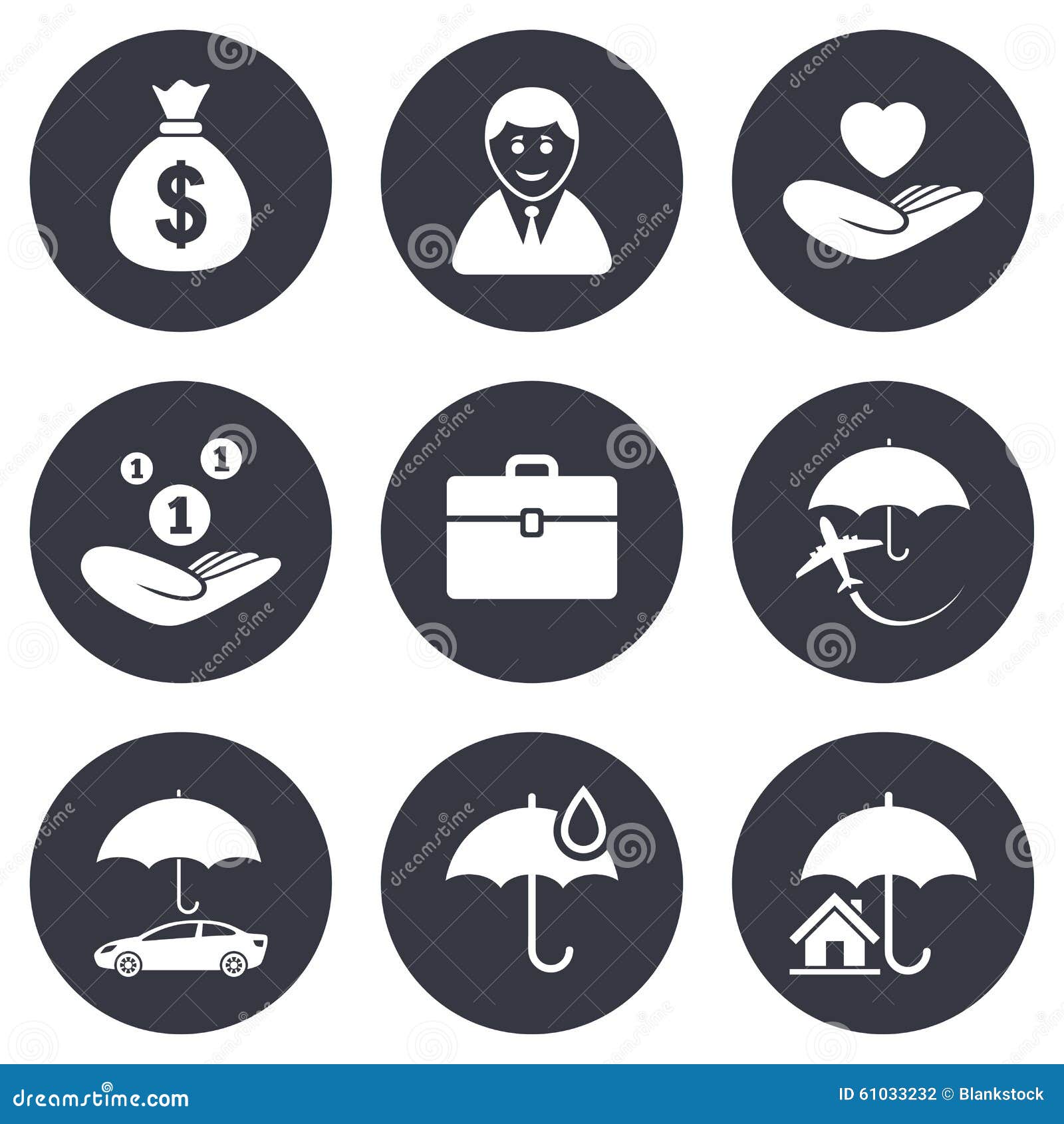 Insurance Icons. Life, Real Estate And House Stock Vector ...