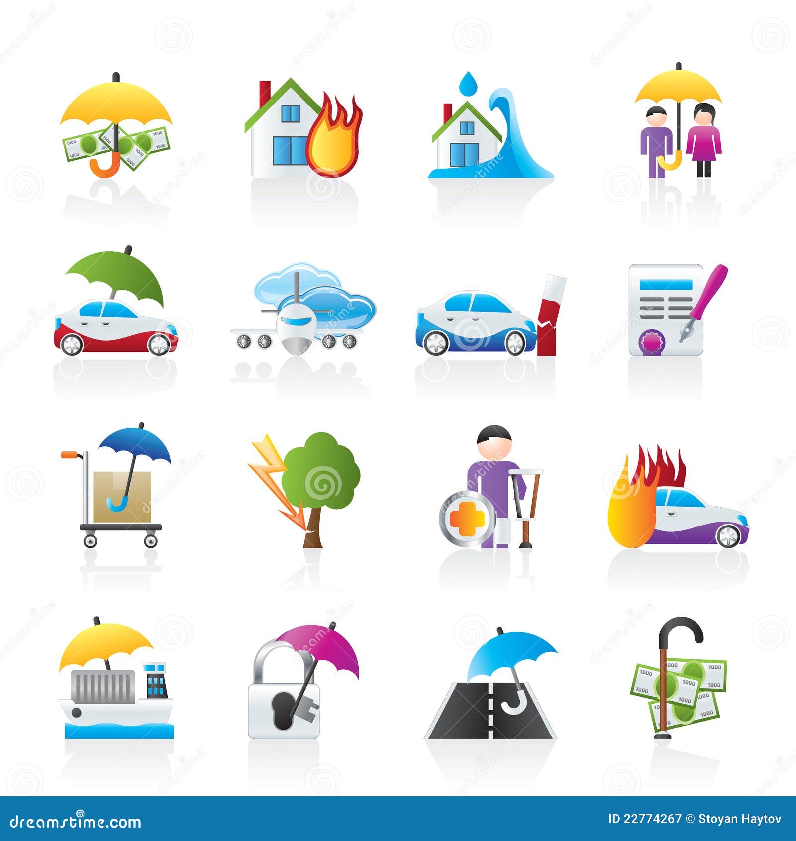 Insurance and risk icons stock vector. Illustration of finance - 22774267