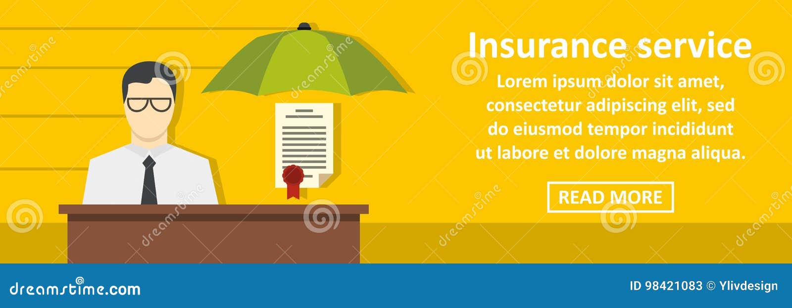 Insurance Service Banner Horizontal Concept Stock Vector Illustration