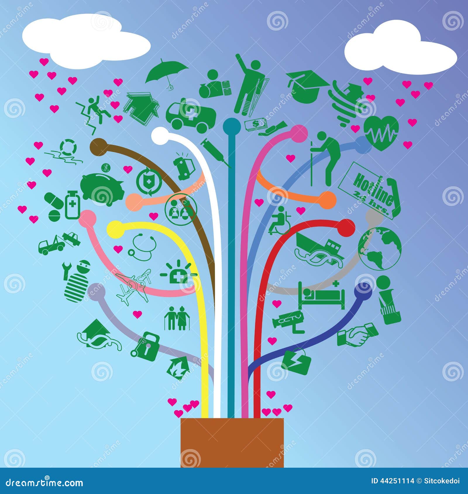 Insurance tree stock vector. Illustration of fees
