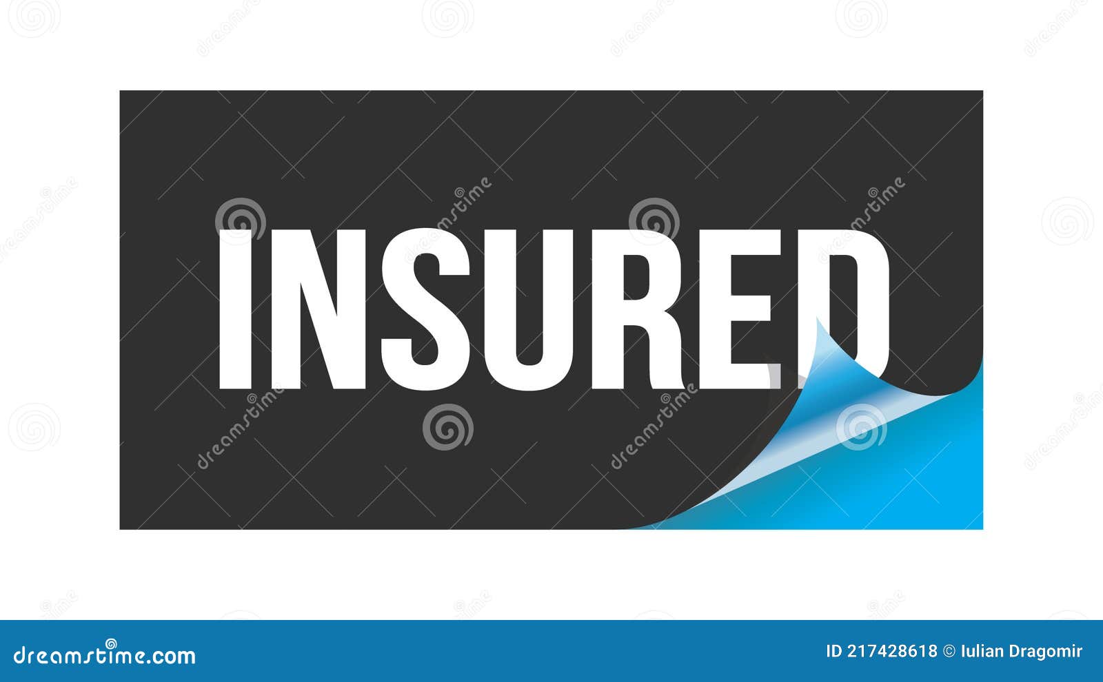 INSURED Text Written on Black Blue Sticker Stock Illustration Illustration of blue, button