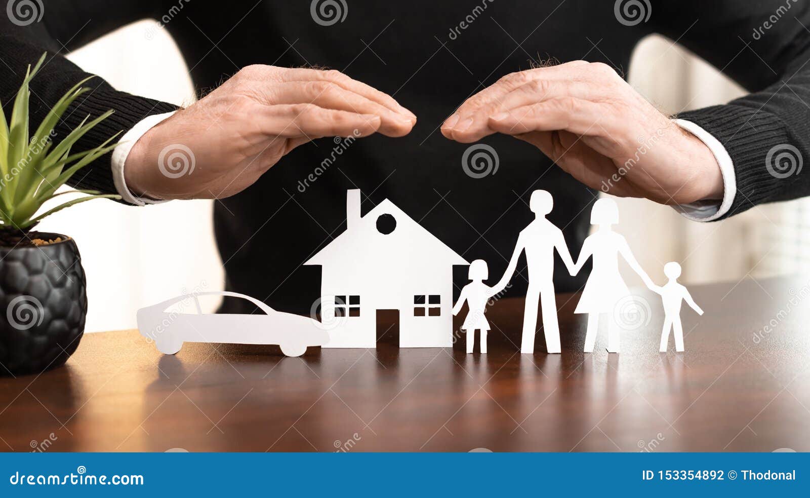 Concept Of Family, Home And Car Insurance Stock Photo