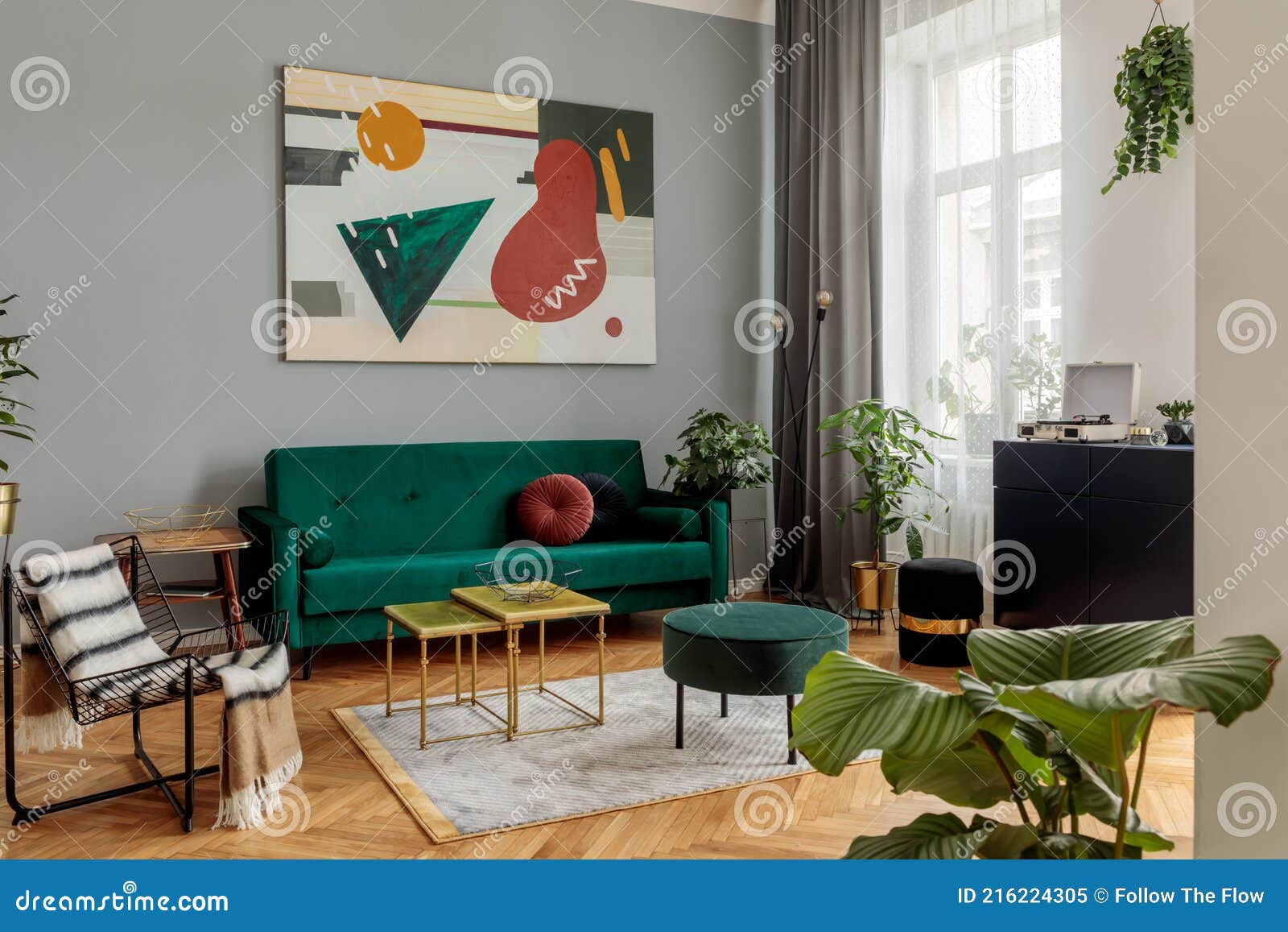 Intérieur De La Maison De Luxe Et Moderne Avec Canapé Vert Design