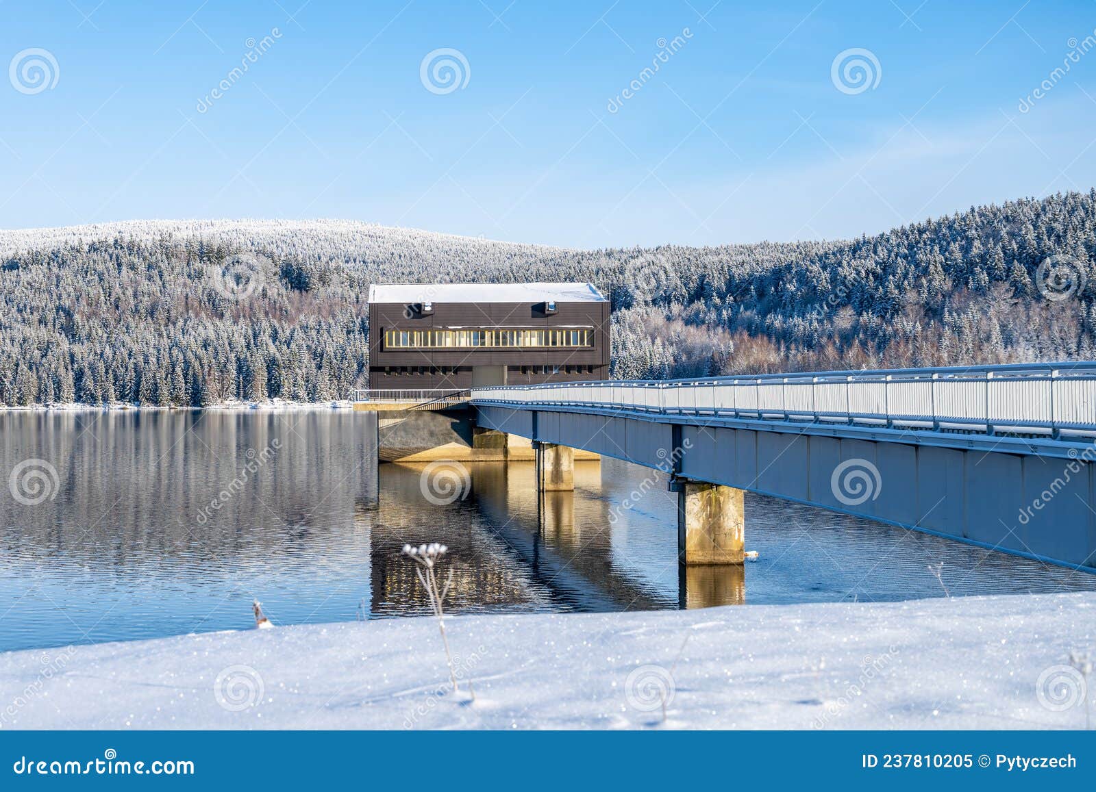 winter at josefuv dul dam in jizera mountains