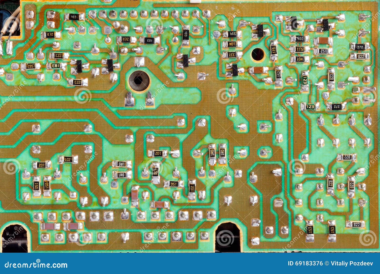 Integrated Circuit,chip, Cir,Green PCB Closeup Shot Stock Photo