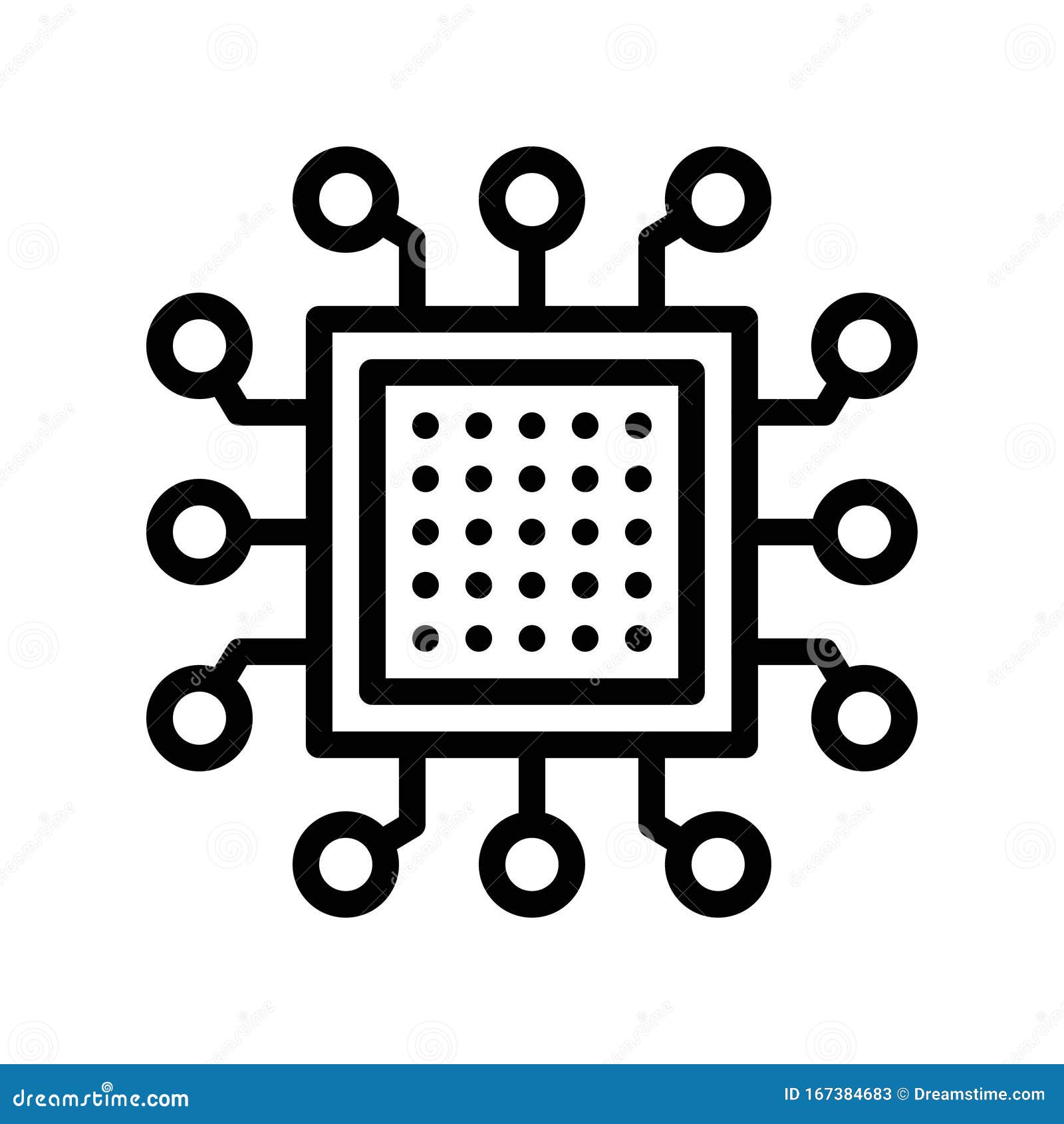 Integrated Circuit Vector, Artificial Related Line Design Icon Stock