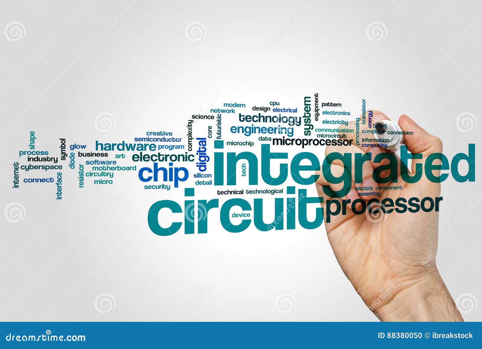 Integrated Circuit Word Cloud Stock Photo Image of motherboard