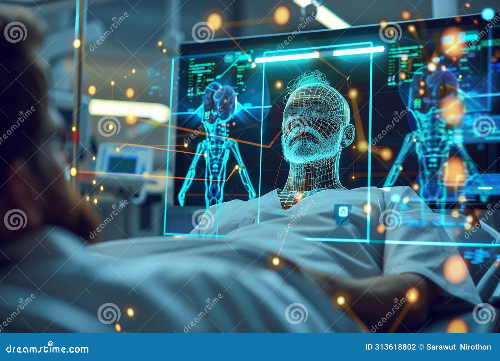 integrating ai in clinical trials with holographic graphic overlays