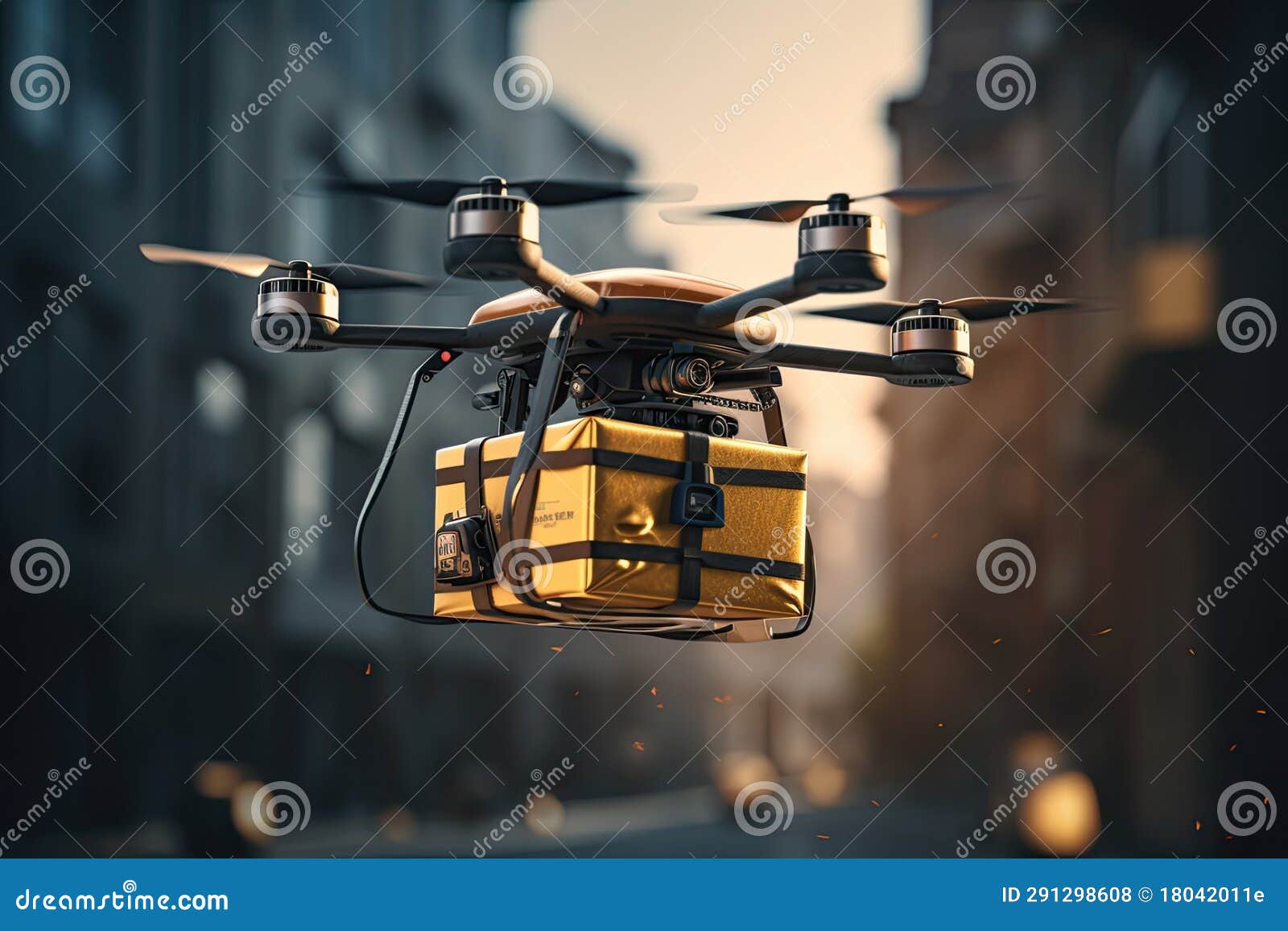 Integration of Autonomous Drones in Delivery Services, Showcasing Drones Carrying Packages and