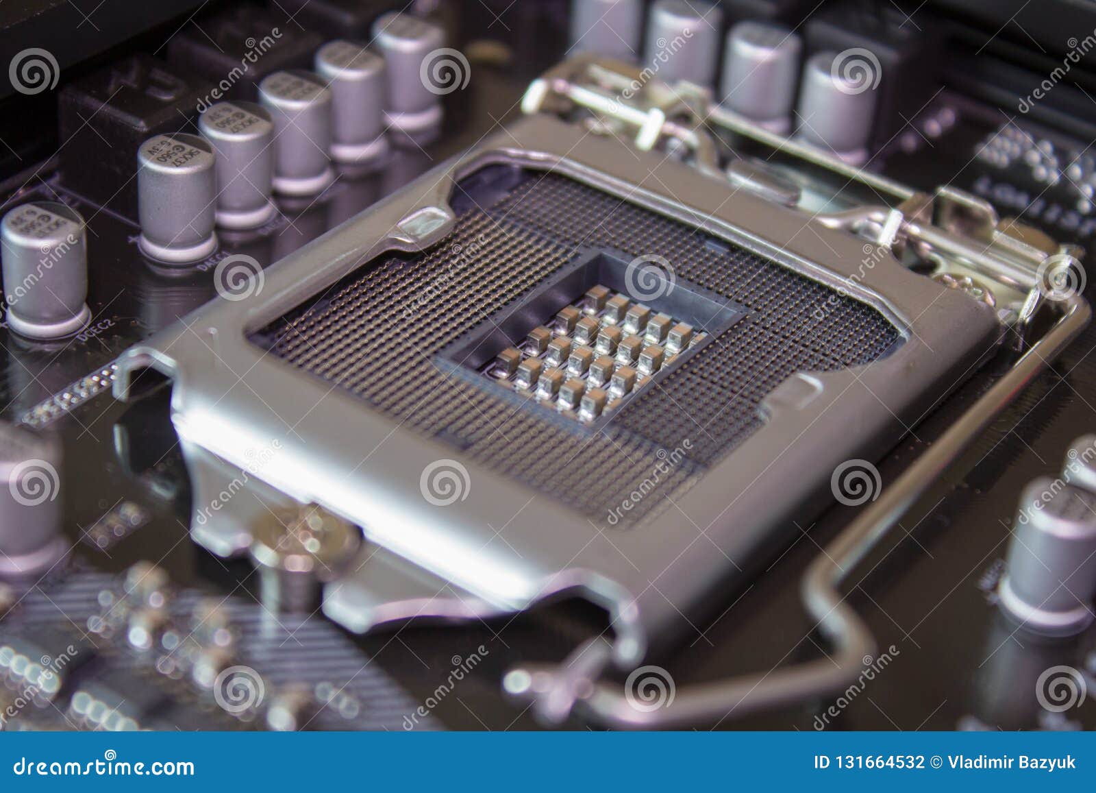 Intel Lga 1151 Cpu Socket On Motherboard Computer Pc With Cpu Processor