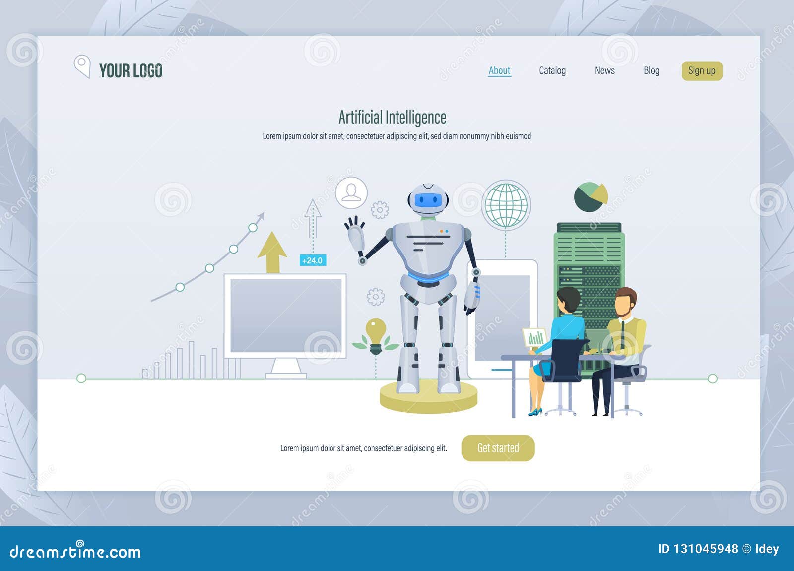 Inteligência artificial Criação, gestão, teste do robô, tecnologia do futuro. Inteligência artificial, programação do robô Criação, gestão, robô de programação, com base na inteligência artificial, futuro do sistema Molde de aterrissagem da página, Web site móvel Ilustração do vetor