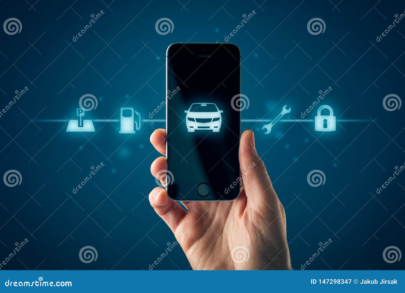 intelligent car smart phone app concept