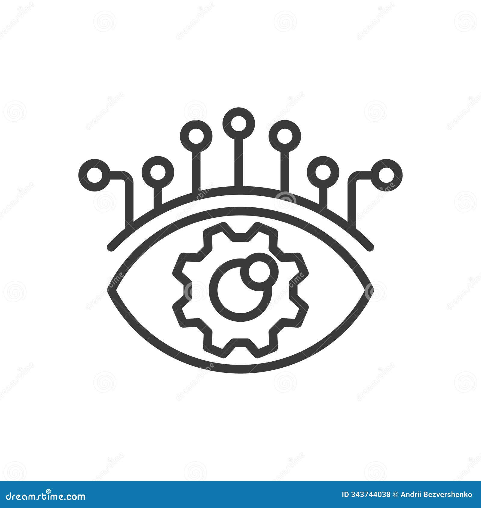 intelligent sensor settings, icon in line . intelligent, sensor, settings, ai, configuration, control, smart on