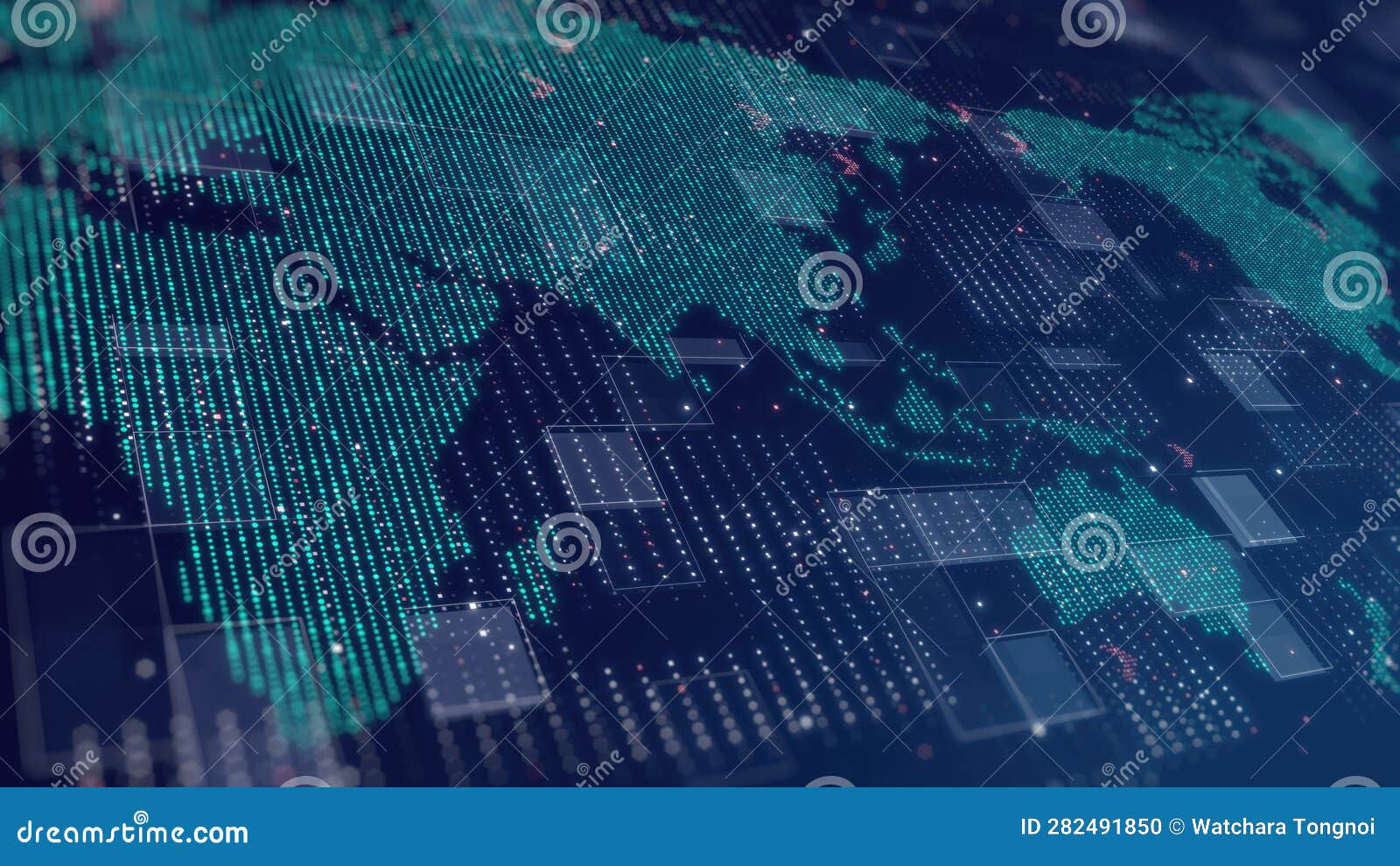 Intelligent Technology Concept on a Digital World Map, HighQuality