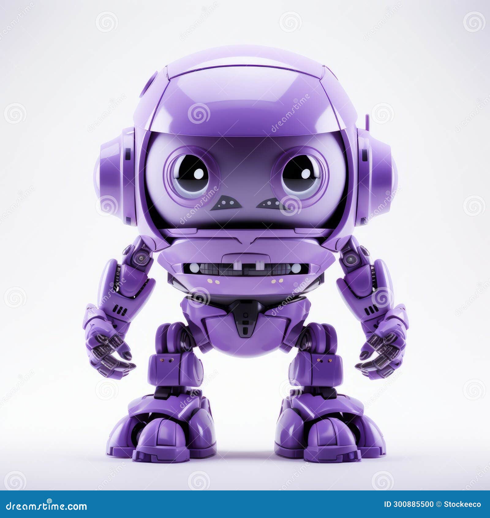 Intense Gaze: Purple Robot with Konica Big Mini Style Stock