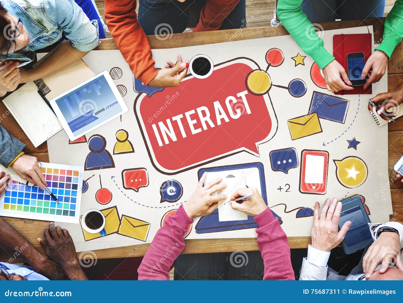 interact communicate connect social media social networking concept