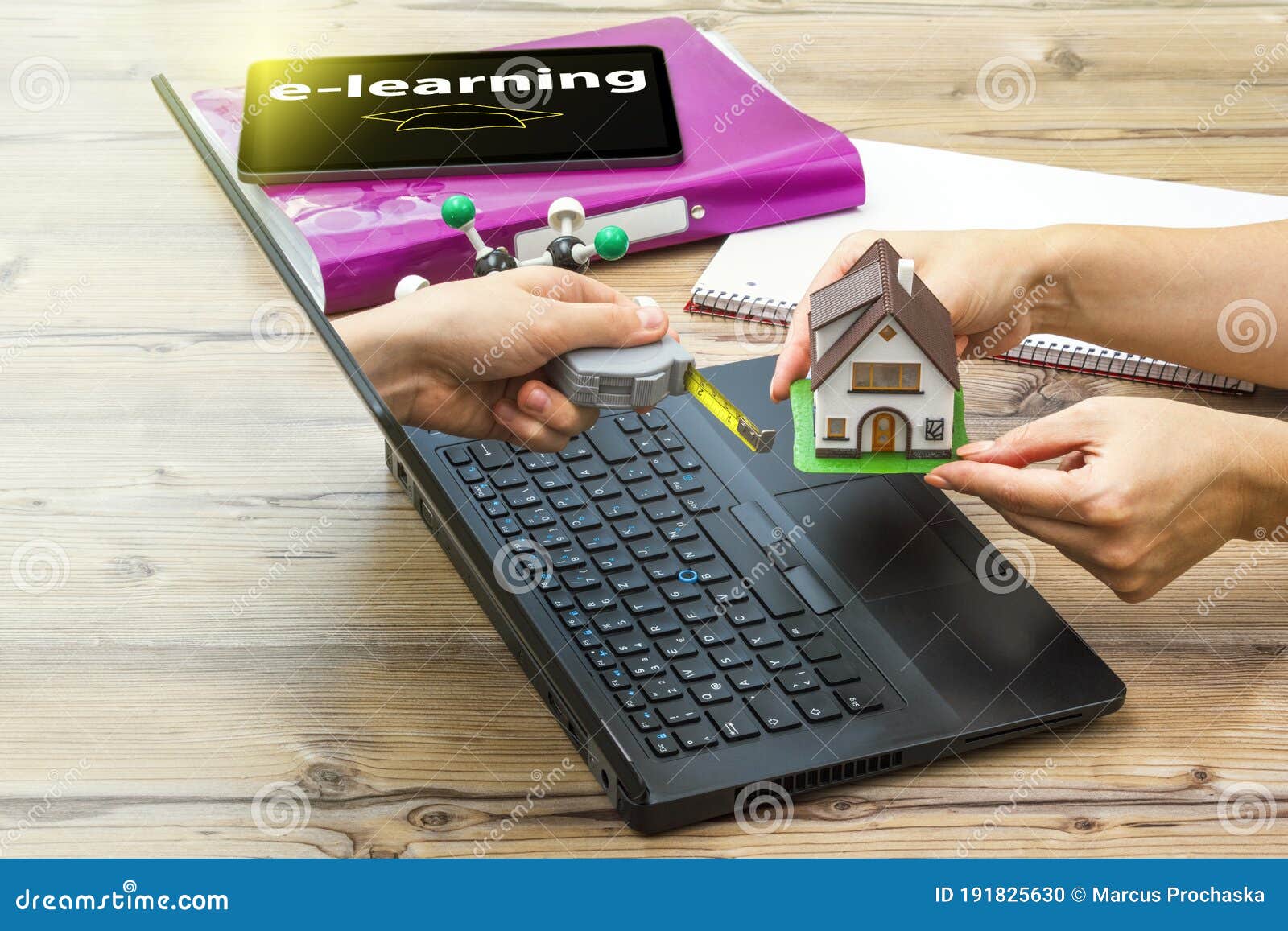 Interactive Online Learning in the Field of Construction Stock Photo Image of desk