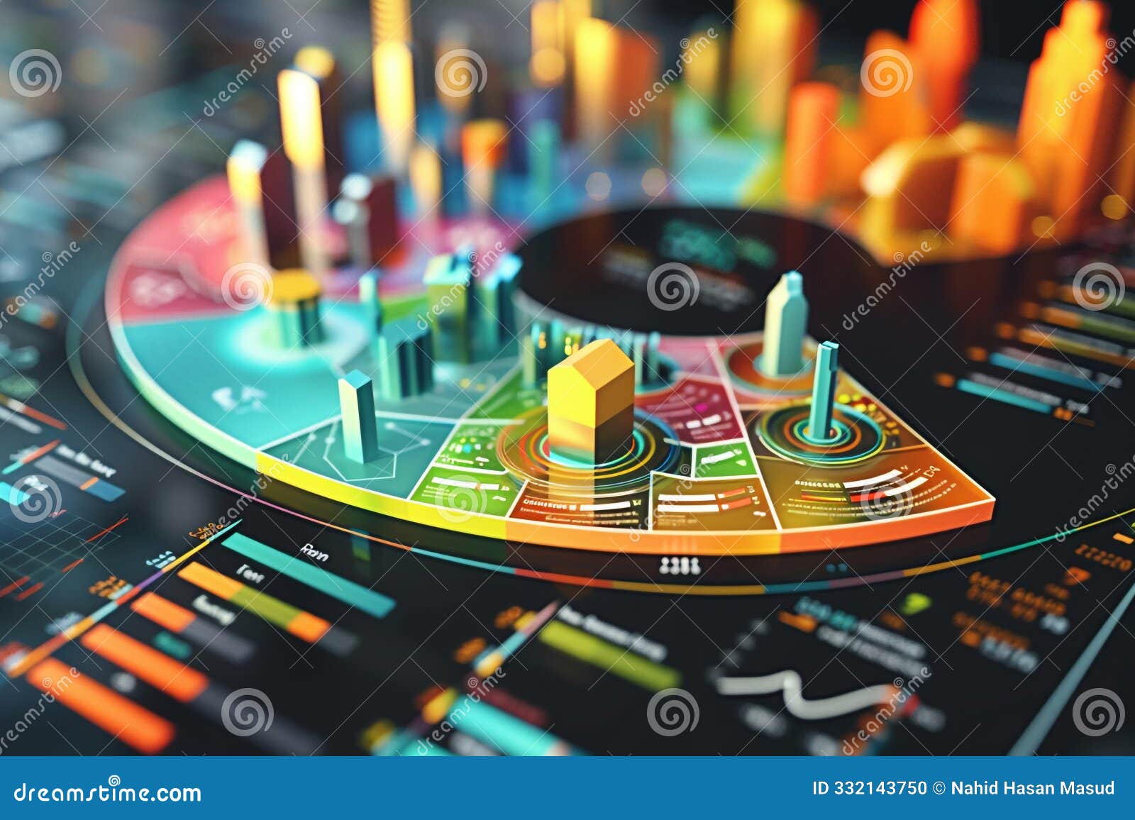 an interactive pie chart depicting real estate investment distribution multiple segments bright illumination easytoread