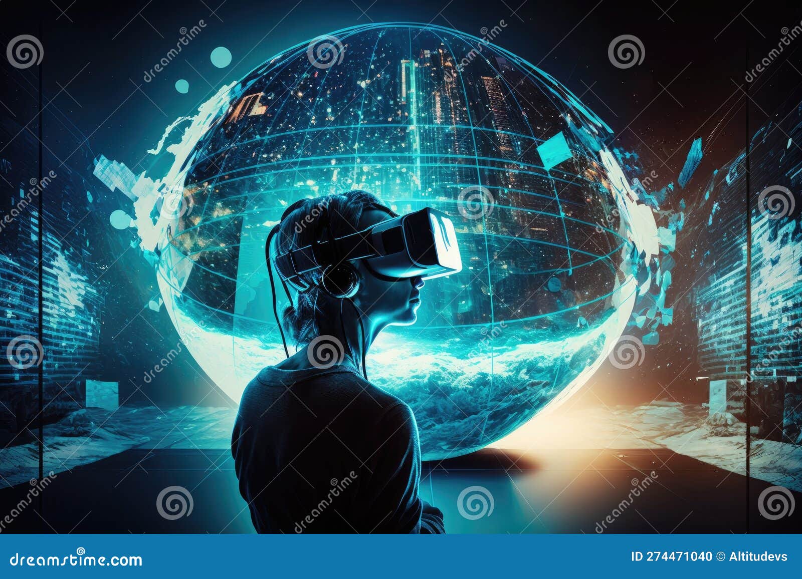 Interactive Virtual Reality World with Futuristic Spin Teleport