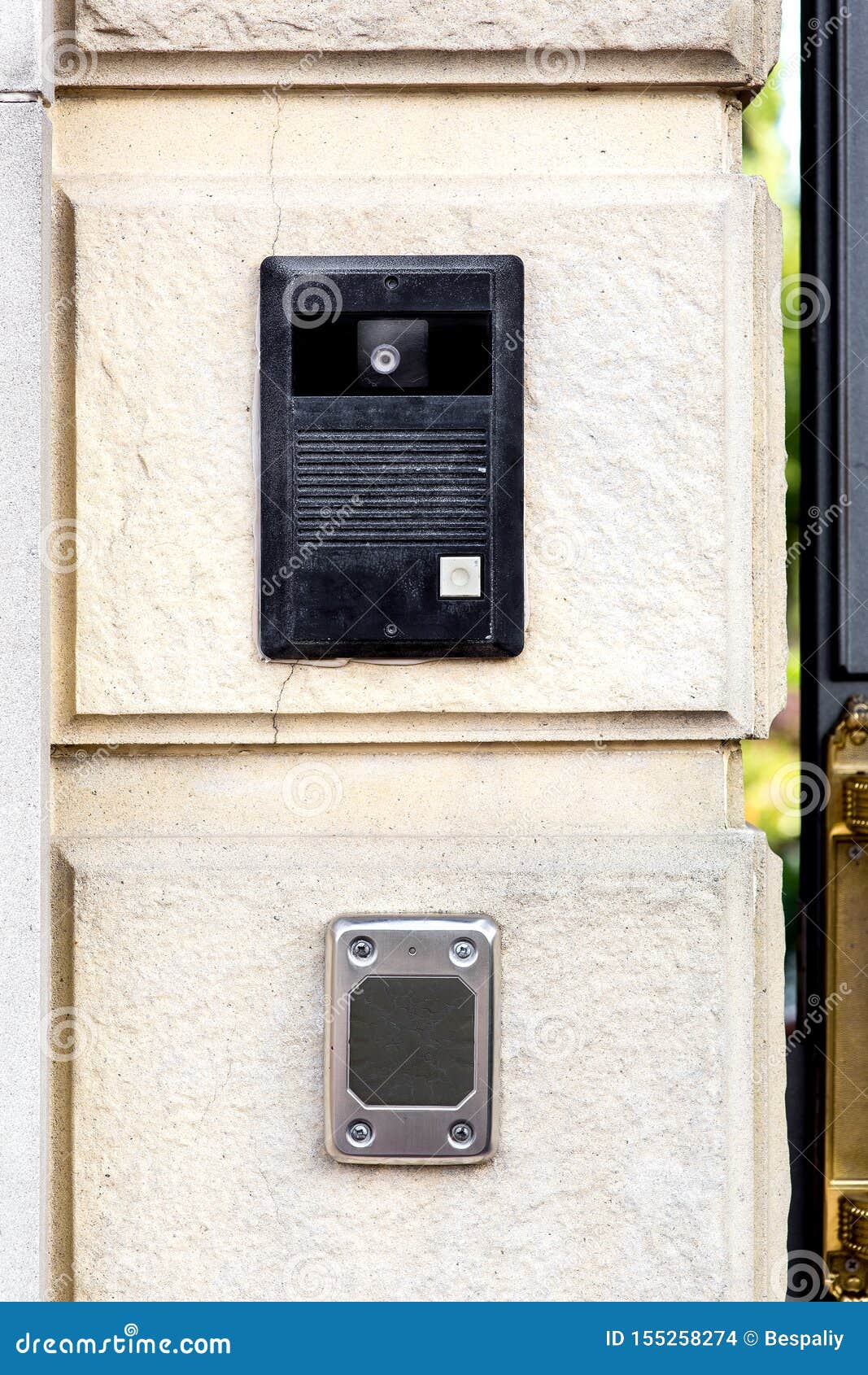 An with a Call Button and a Camera. Stock Photo Image of