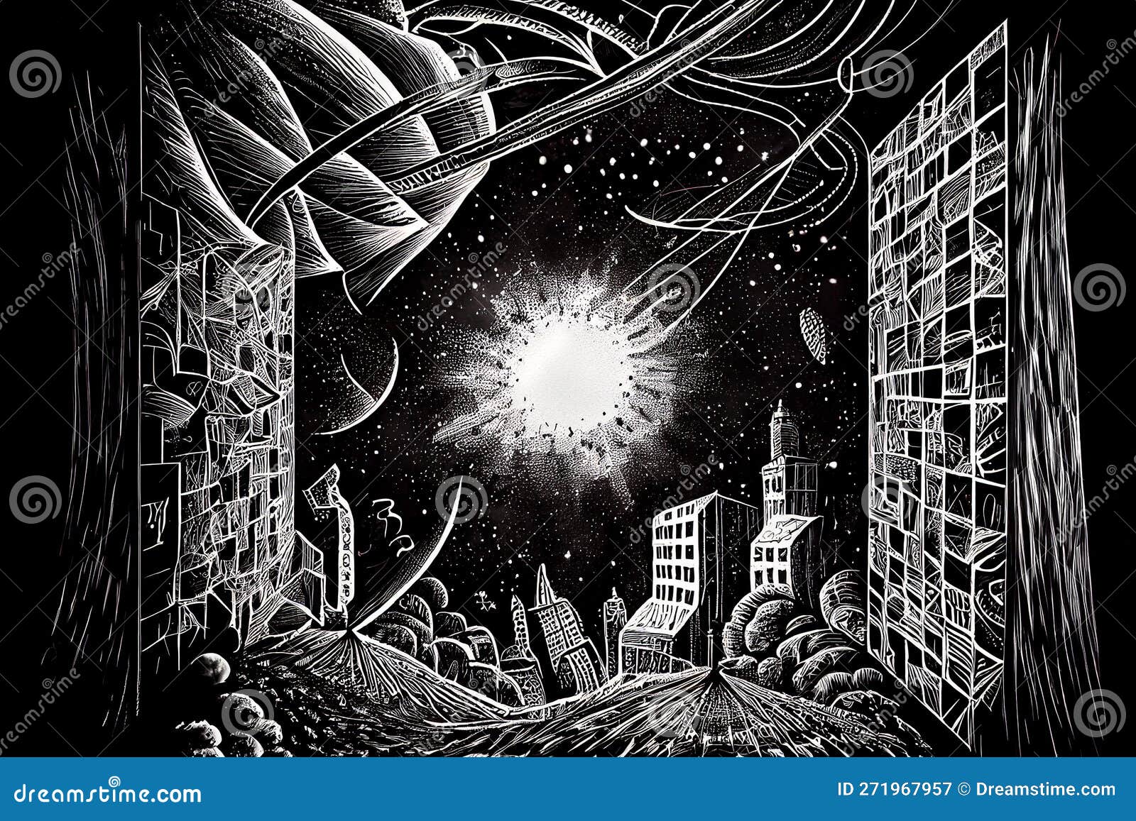 Interdimensional Travel and Parallel Universes, Generative Ai Illustration Stock Illustration