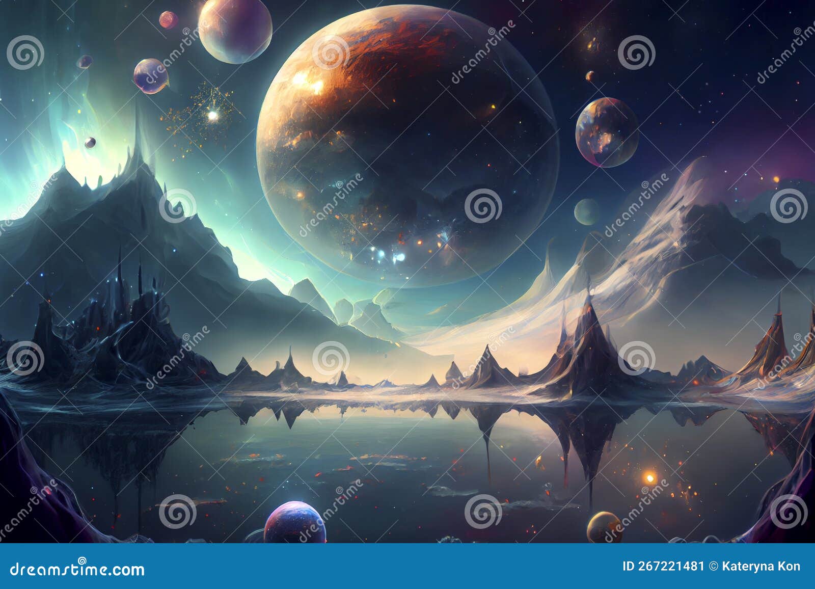 Interdimensional Travel and Parallel Universes, Ai Illustration Stock
