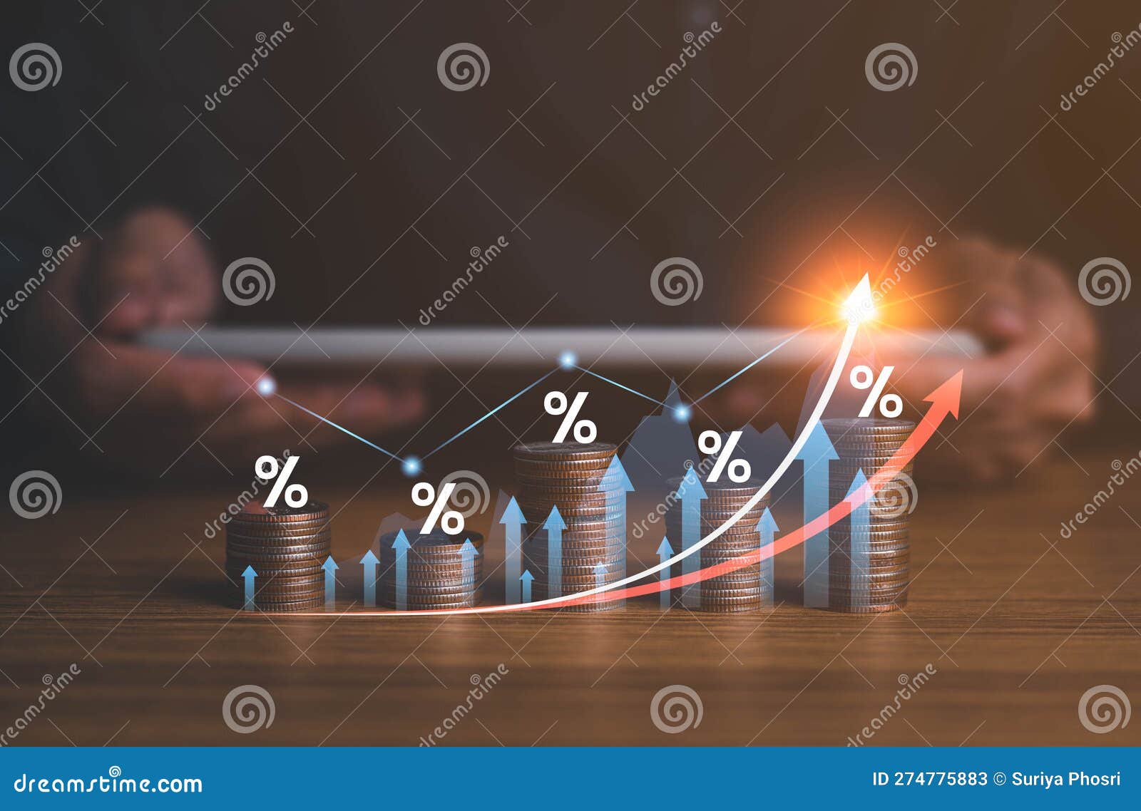 Interest Rate and Dividend Concept Businessman with Percentage Symbol Interest Rate and Dividend Concept Businessman with Percentage Symbol