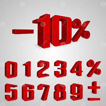 Interest Rebate Set Red Numbers Stock Vector Illustration Of Percent 