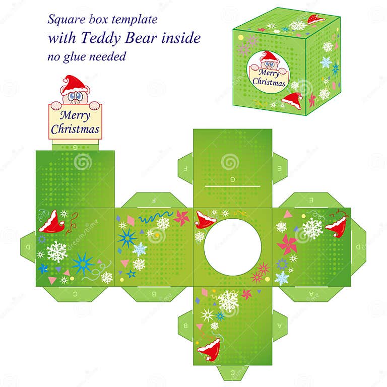 Interesting Christmas Box Template Stock Vector - Illustration of ...