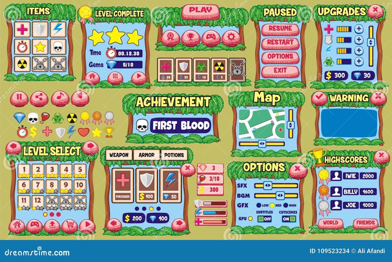 Interfaz De Usuario X4 Del Juego Ilustración del Vector Ilustración