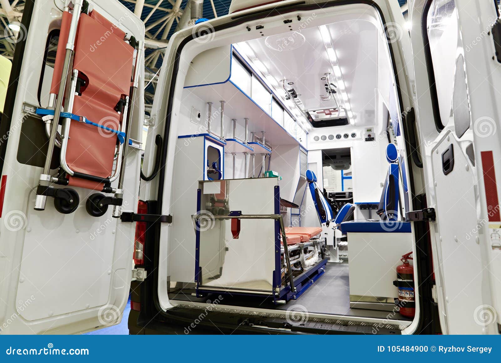 Interior of Ambulance with Medical Equipment Stock Photo Image of