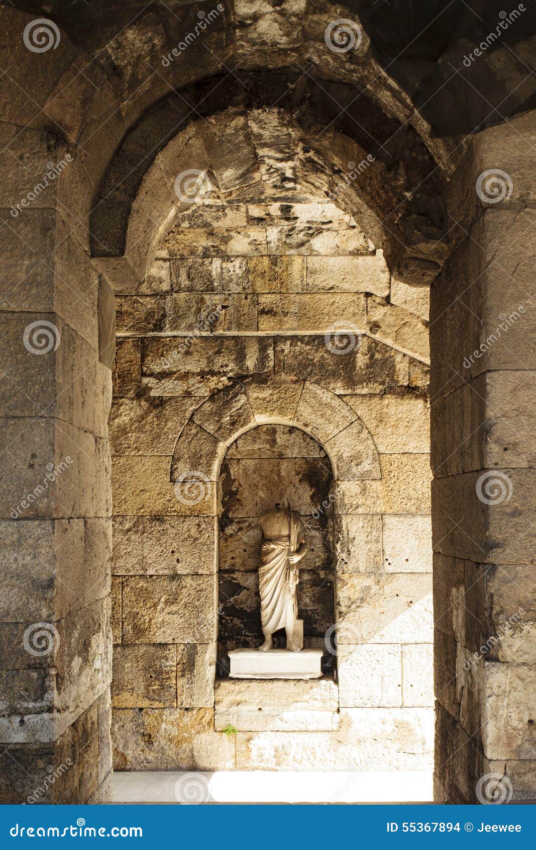 Interior Of The Ancient Greek Theater Odeon Of Herodes