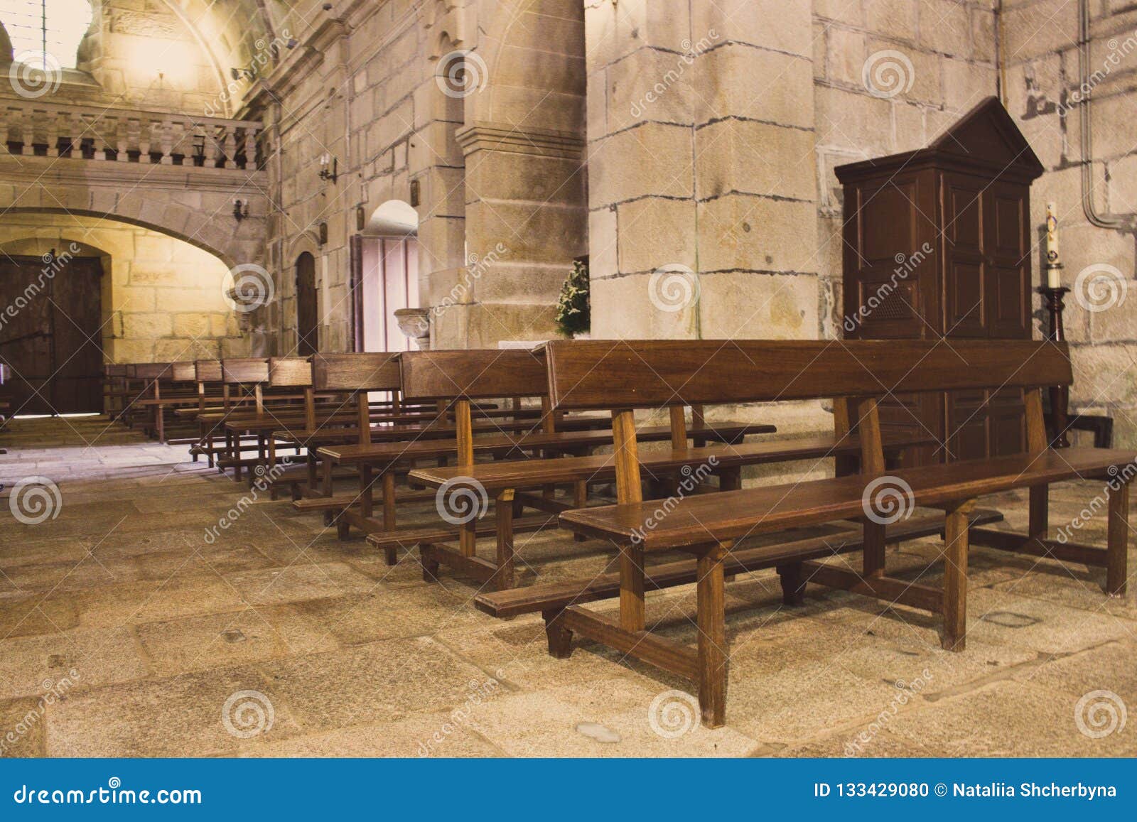 Interior Of Ancient Medieval Church Empty Church With