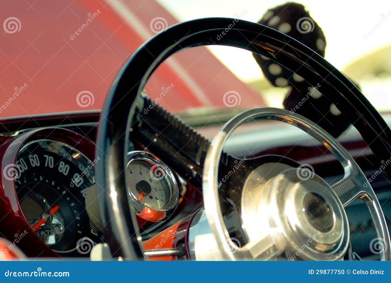 Steering Wheel of an Antique Car Stock Photo - Image of retro, interior