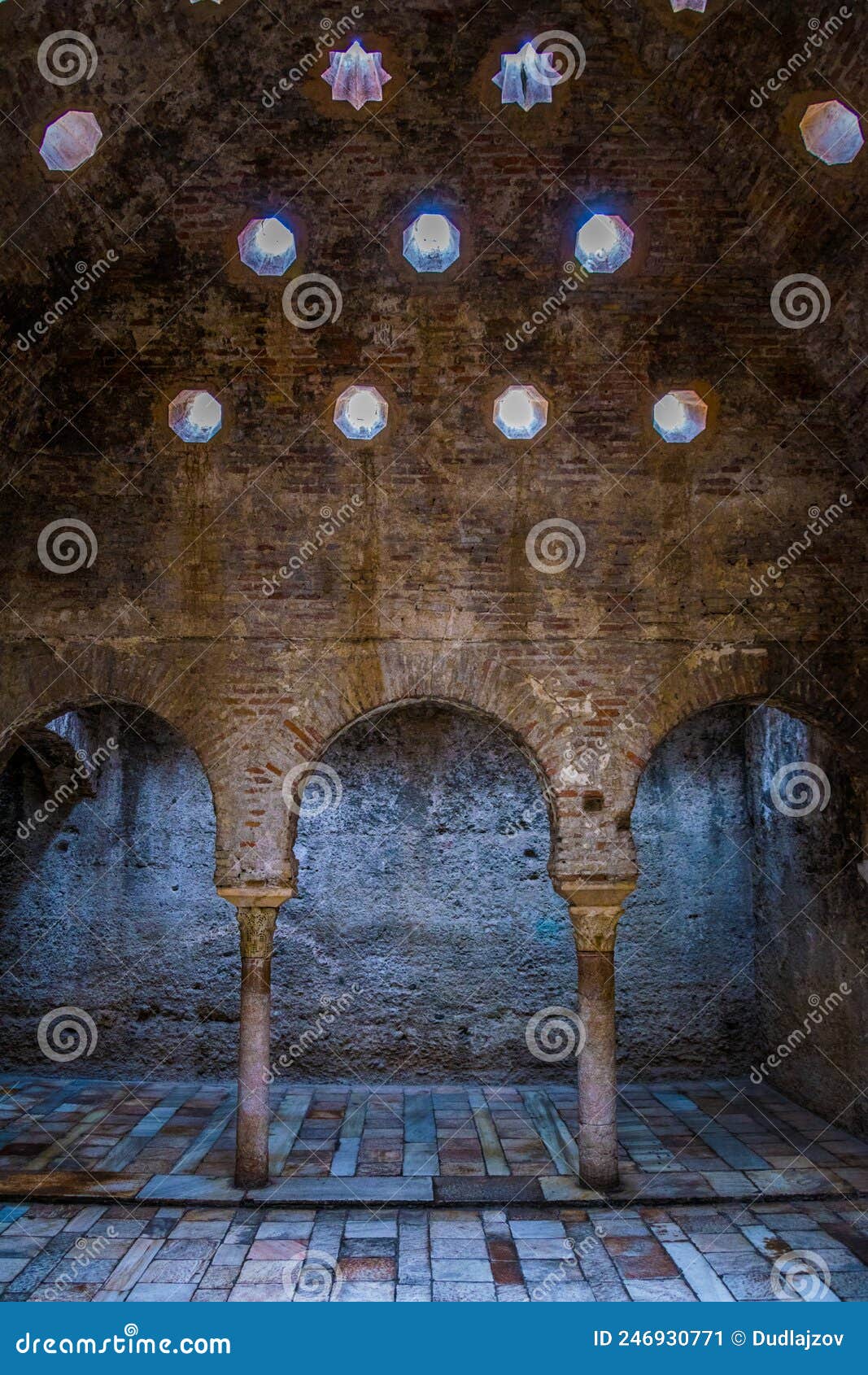 interior of banos arabes in spanish city granada....image