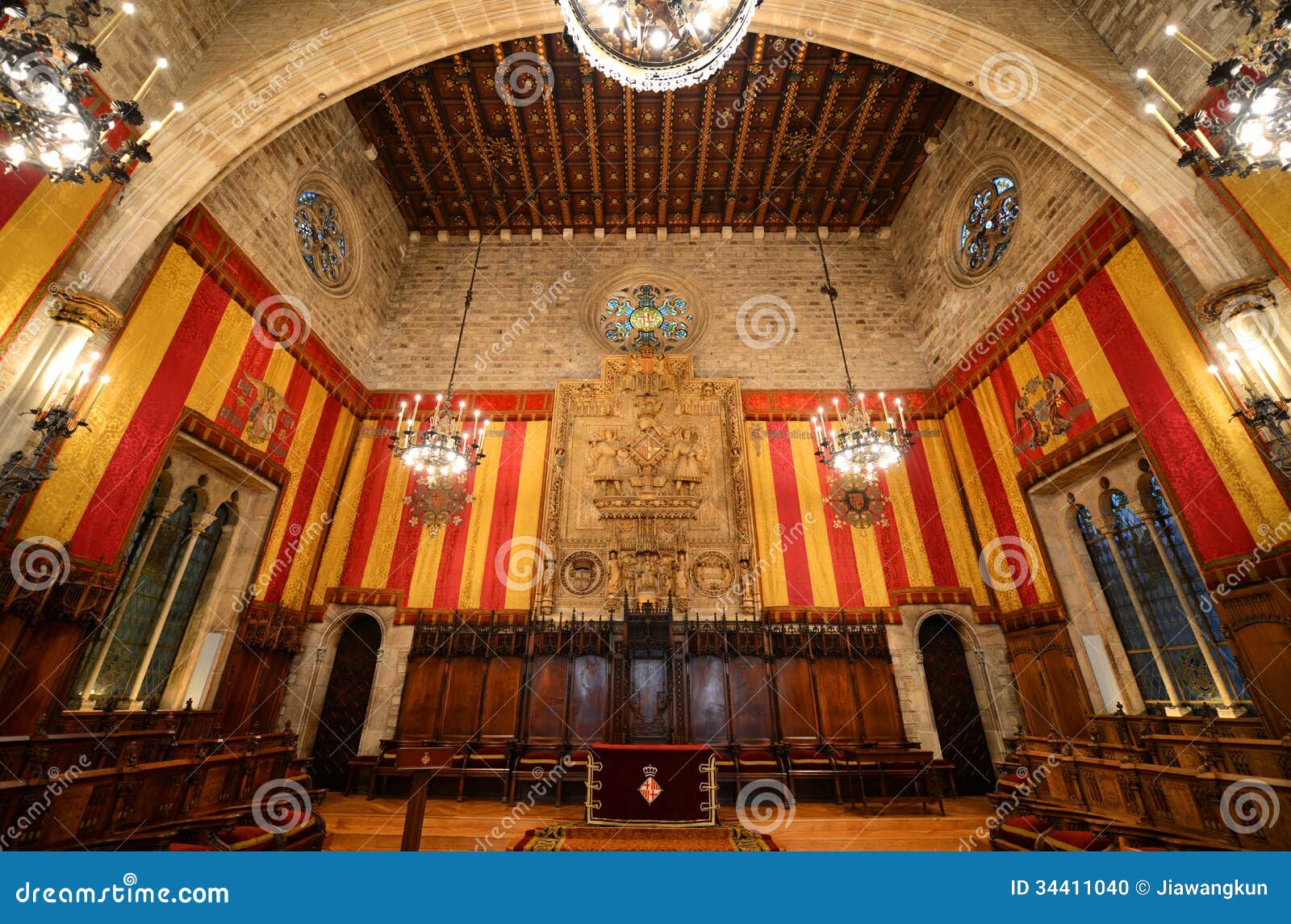 interior of barcelona's town hall, barcelona, spain