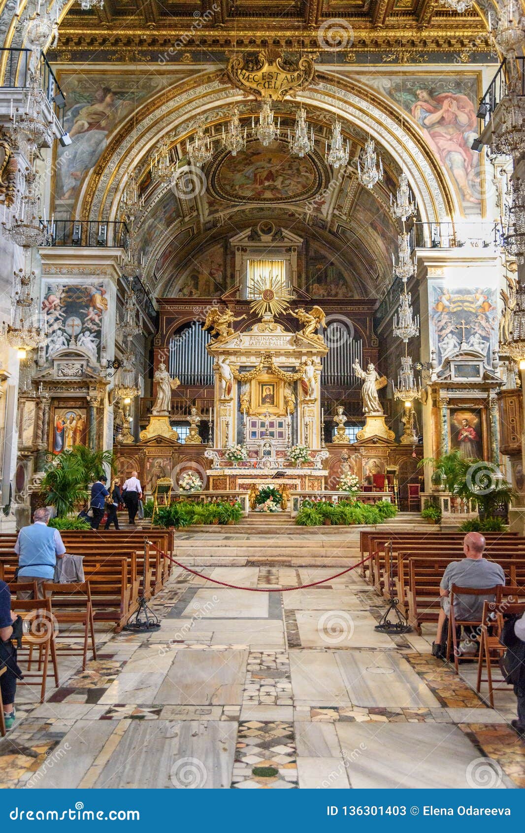 Interior of Basilica Di Maria in Ara Coeli in Rome. Italy Stock Photo - of major, europe:
