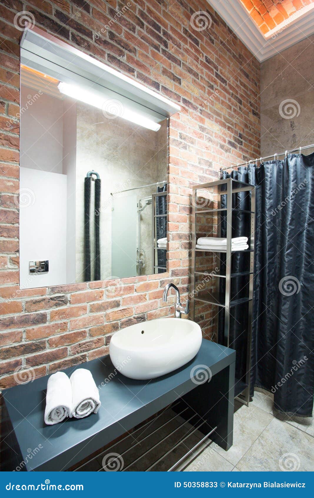 Interior Of Bathroom  In A Loft  Stock Image Image of 