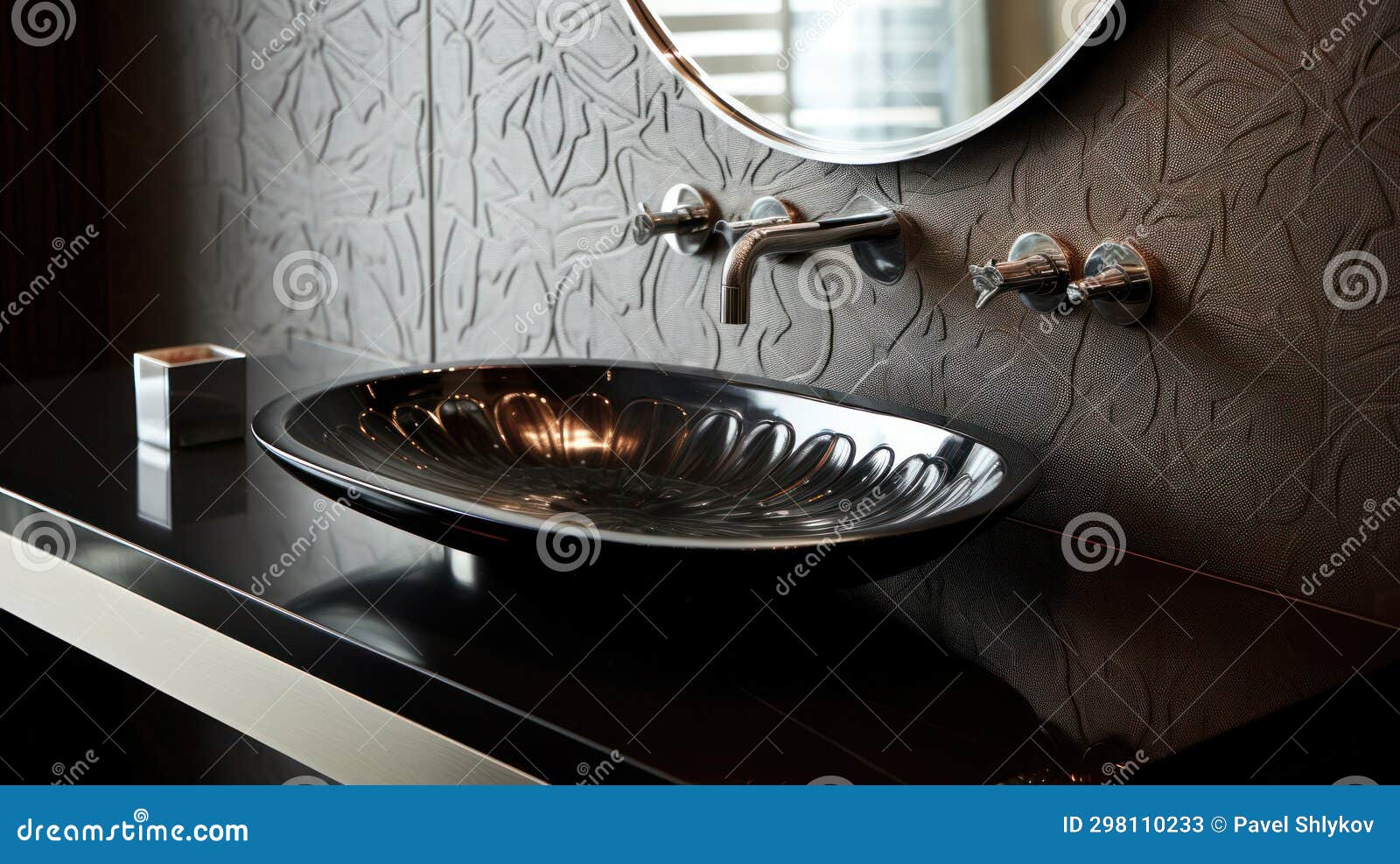Interior of Bathroom with Modern Luxury Sink. Stock Image - Image of