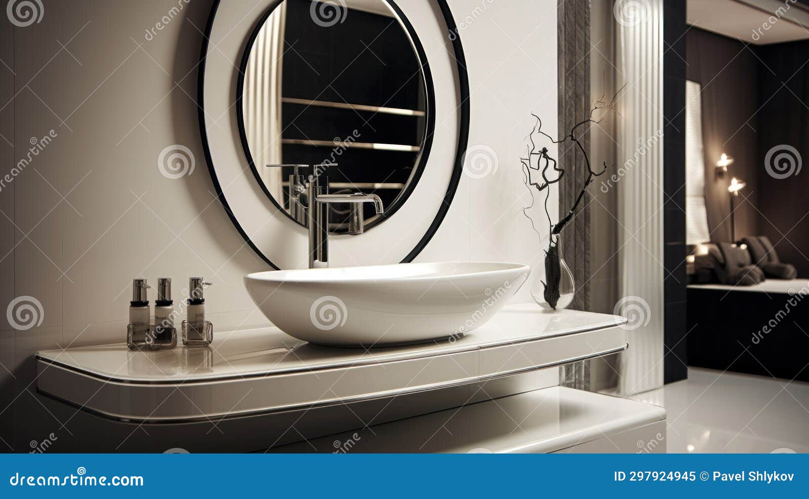 Interior of Bathroom with Modern Luxury Sink Stock Image - Image of