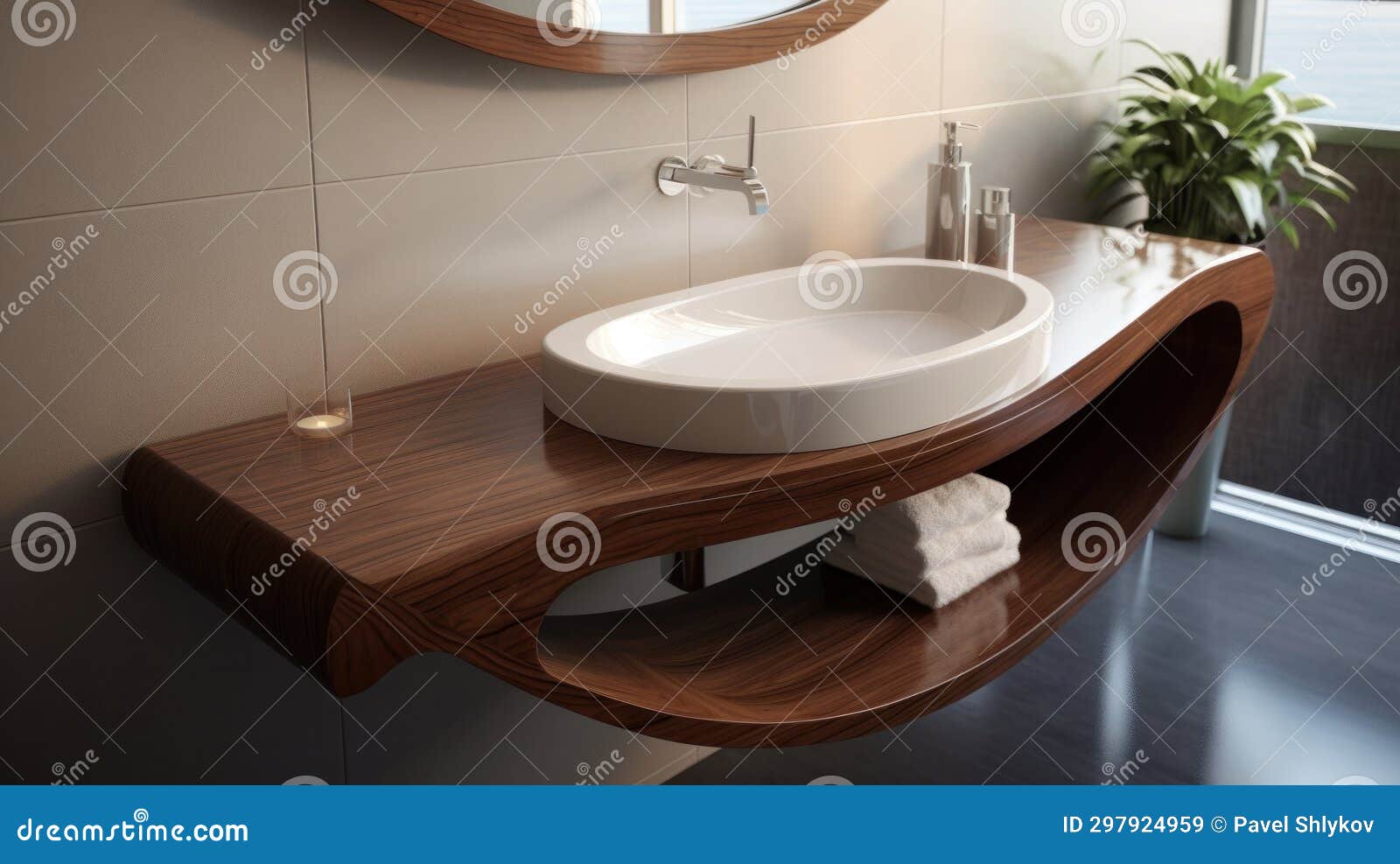 Interior of Bathroom with Modern Luxury Sink Stock Image - Image of