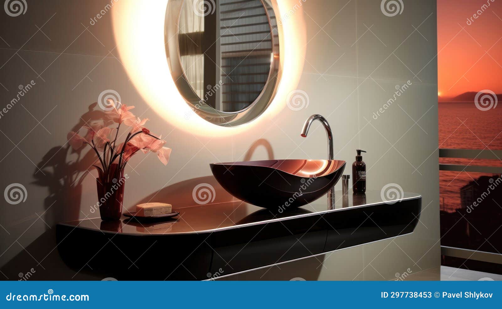 Interior of Bathroom with Modern Luxury Sink Stock Image - Image of